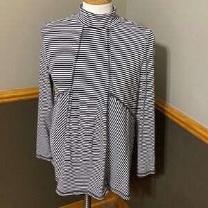 Westbound black and white striped mock neck tunic size small